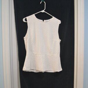 Liz Clairborne size 14, color white, Round neck with back zipper blouse.